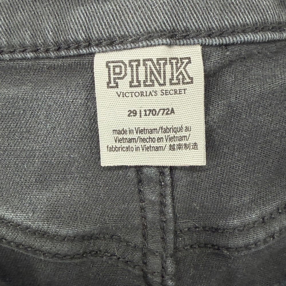 Victoria's Secret PINK Black Denim Shorts Womens 29 High Rise Frayed Hem Cut Off - Picture 6 of 8